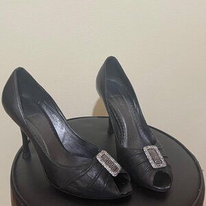 CANNA Black Leather women's Heels Shoes Size:6